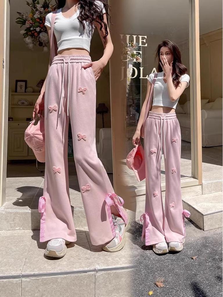 Süße Hose mit Schleife, hoher Taille und weitem Bein - Damen-Frühjahr/Sommer 2026 Trend