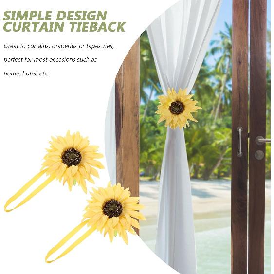 Bedroom Curtain Tiebacks Sunflower Curtain Tiebacks Rope Tie Back Yellow Flower Curtain Holdbacks Ropes Tie Backs for Summer Window Sheer Drapes