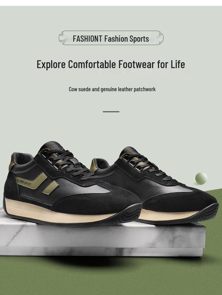 Frühlings Herren Forrest Gump Leder-Sneakers – Dicke Sohle, Rutschfest, Vielseitige Casual Dad-Schuhe.