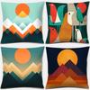 Home Decor Geometric Mountains & Colorful Birds Pillow Covers Pattern Cushion Cover Suitable For Sofa Bedroom Car Pillow Cover