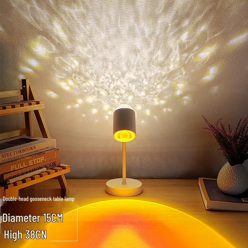 Ripple Atmosphere Light: Sunset Projection Dual-Head Floor Lamp for Living Room 