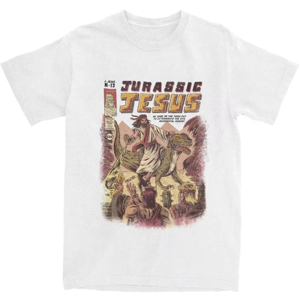 Vtipné Jurský Ježíš Kristus Pán Pánů Pán Pánů Muži Ženy Tričko Dinosauří Pulpové Komiksy Merch Novinka Tričko Tričko Jedinečné Oblečení
