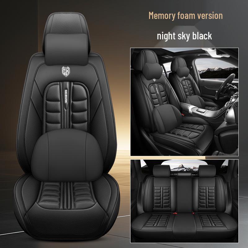 Universal All-Season Breathable Leather Car Seat Cover, Wear-Resistant, Full Surround, Fits Most Models