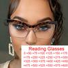 Anti Blue Light Oversized Cat Eye Reading Glasses Women 2025 Unique Eyebrow Designer Big Square EyeglassesMagnification 0 ~ +6.0