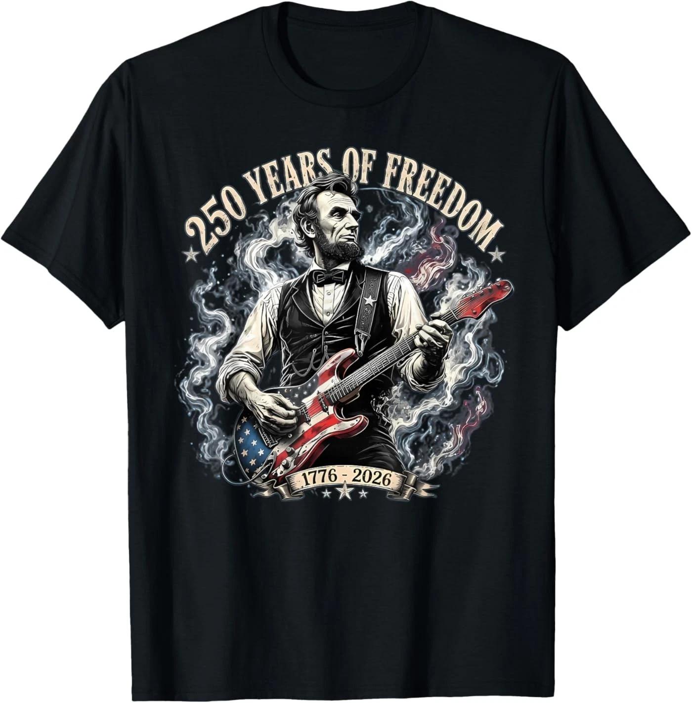 Abraham Lincoln Playing Electric Guitar US 250th Anniversary T-Shirt M
