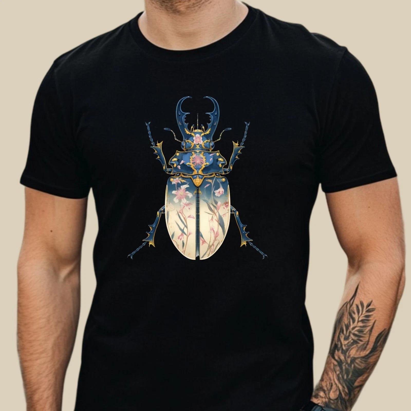 T-Shirt Herren Blumenkäfer Aquarell Insekt Käfer Natur Motiv Shirt Baumwolle XXXL