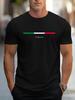 Neues Herren Sommer Polyester Stoff modisches lässiges lockeres ITALIA Muster bedrucktes Sport Rundhals Kurzarm T-Shirt Top