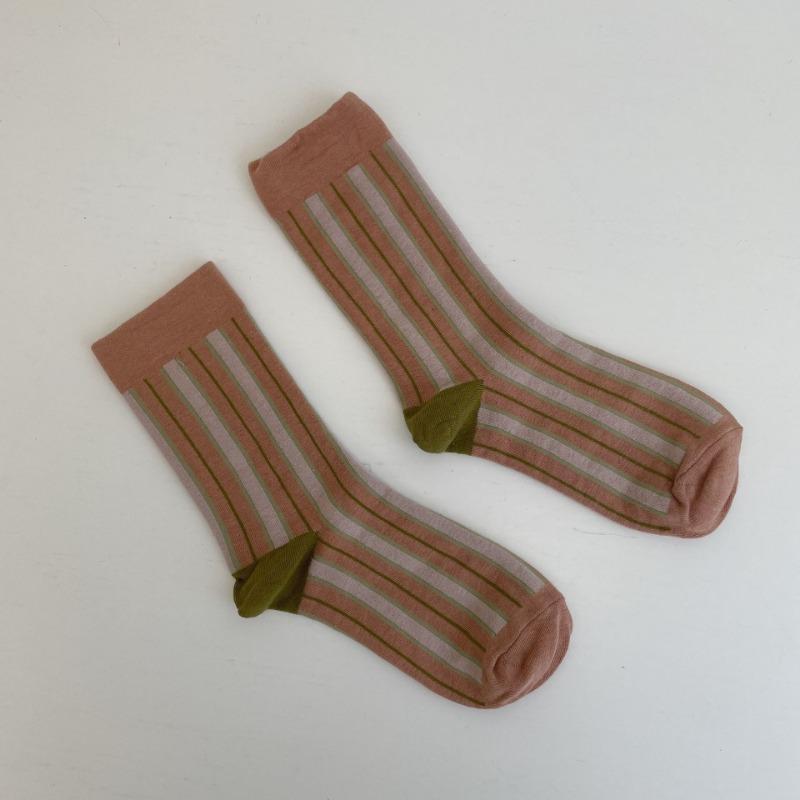 Women's Autumn Vintage Fashion Collage Color Check Grain Tube Stack Socks