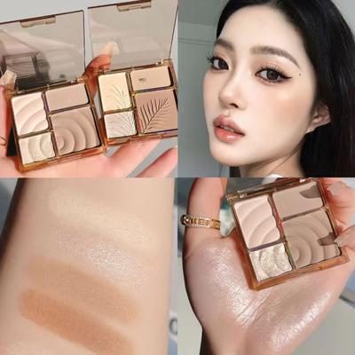 Nouvelles palettes de maquillage 3D contouring visage, poudre bronzante, illuminateur, mat, reflets, ombre à paupières quatre couleurs, poudre pour le nez, maquillage beige