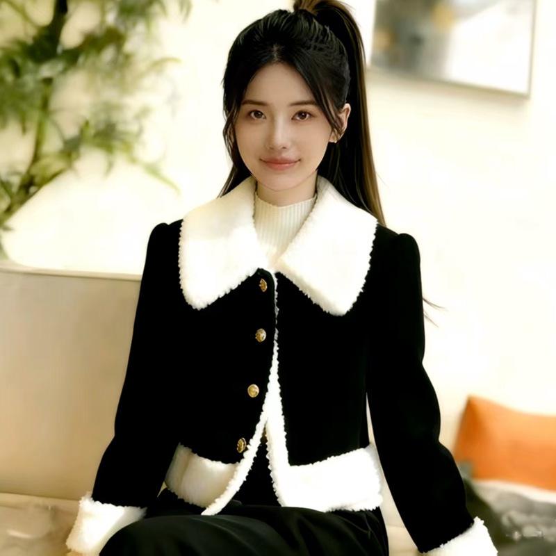 

Winter 2025 Women s Versatile Lambswool Jacket - Age-Reducing, Short, Thickened, Warm Cotton Coat M хаки