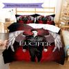 Lucifer Pattern Bedding Quilt Set Quilt Cover Pillowcase Home Decoration Gift (1 * Duvet Cover + 2 * Pillowcase, Without Core)