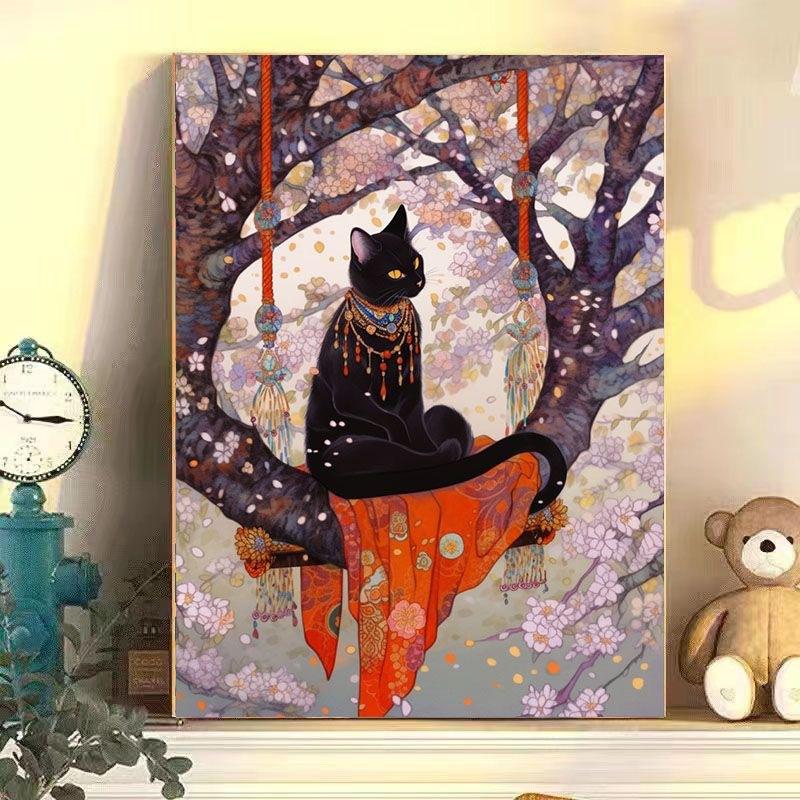 Diy Digital Oil Painting Butterfly Cat Series Hand-Filled Coloring Oil Painting Living Room Bedroom Decoration Painting