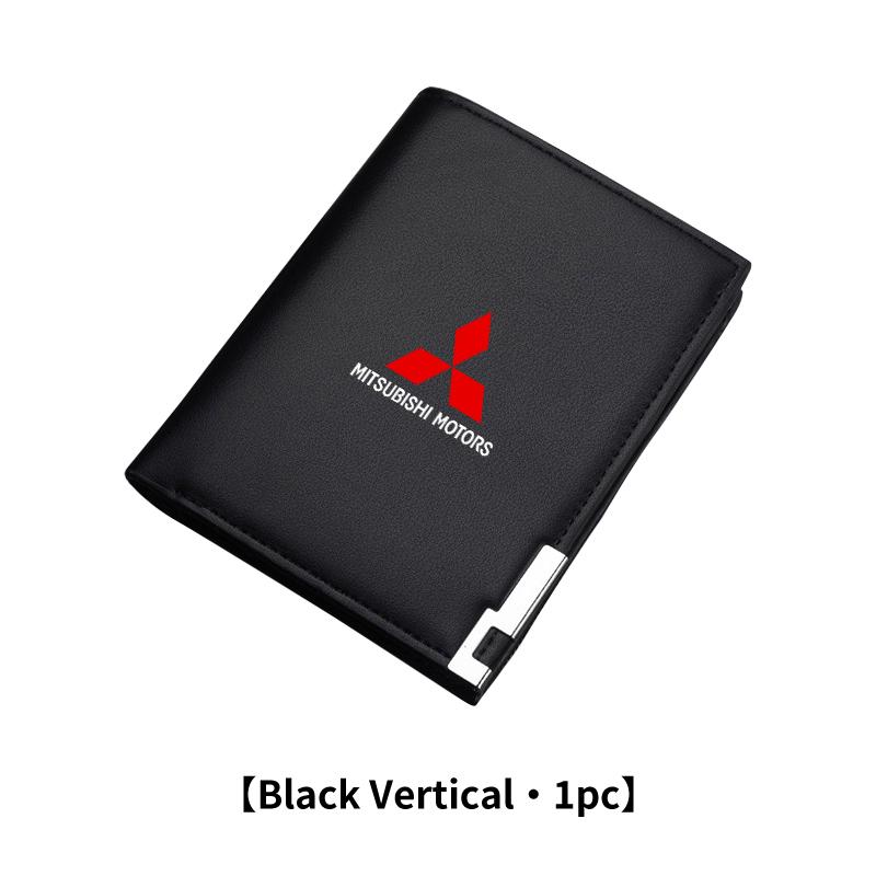 Men Leather Zipper Wallet Coin Pocket Vintage Big Capacity Male Short Money Purse For Mitsubishi Outlander Lancer Eclipse Mirage