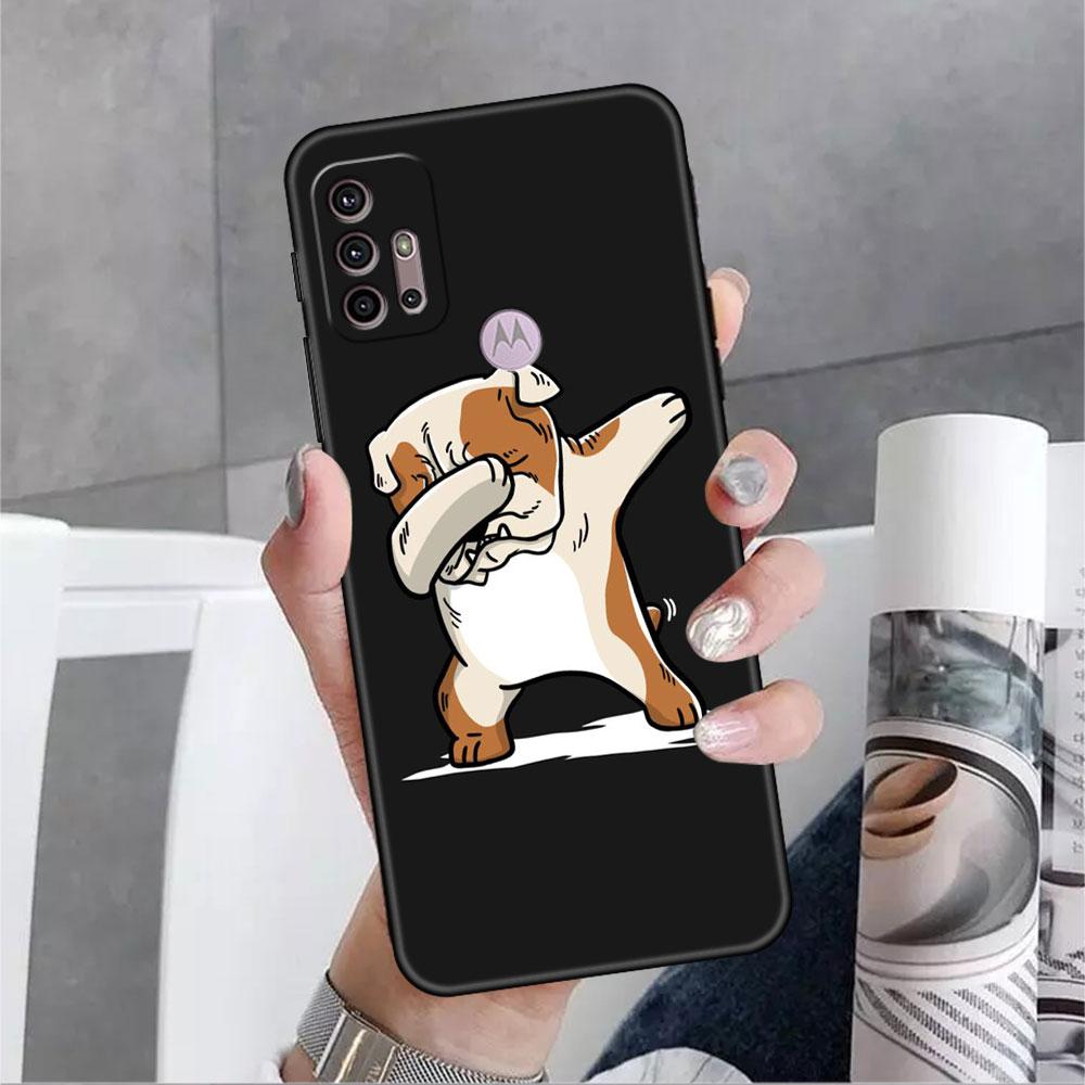 Dog Cute Animal Soft Case For Motorola G60 G30 Edge 20 30 G22 G9 Play G52 G8 G9 Power G50 One Fusion Black Phone Coque