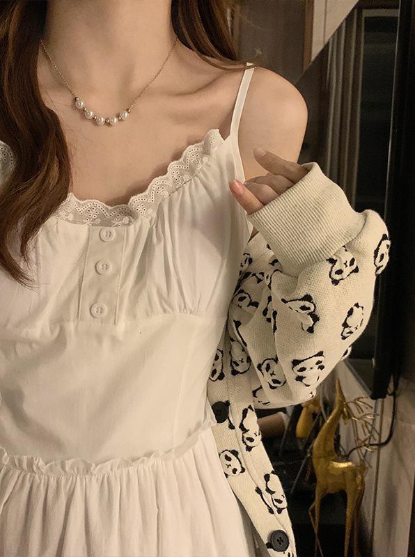 Plus Size French Style Waist-Cinched Ruffled Camisole Dress
