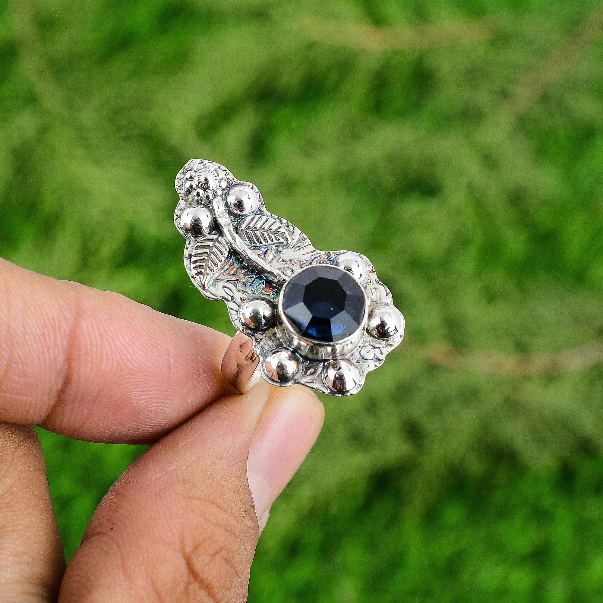 

Natural Tanzanite Quartz 925 Silver Flower New Statement Wedding Ring Jewelry Adjustable