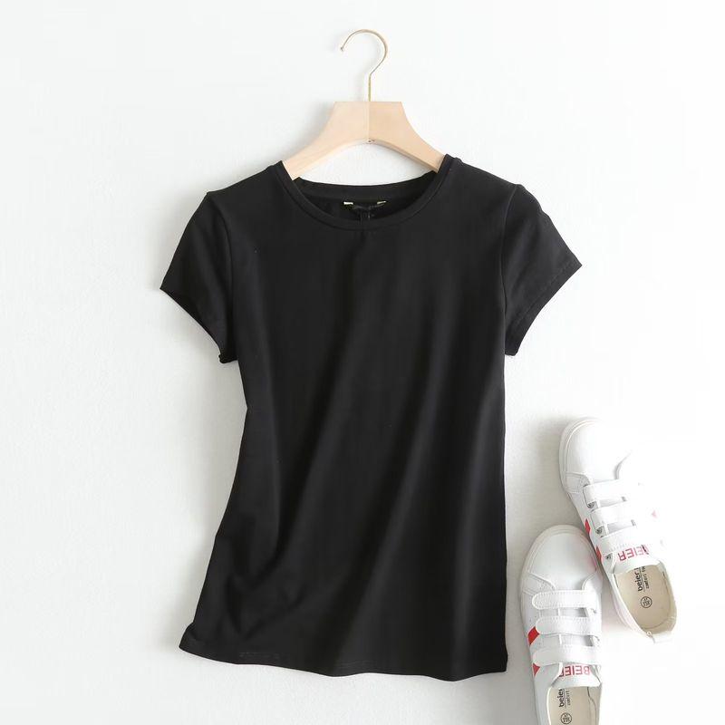 Spring New Arrival Cotton Tee Basic Shirt Base White Shirt Silm round Neck Short Sleeve T-shirt 6850900