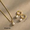 Luxury Pearl Choker Necklace and Earring Set Simple Versatile Fashion Elegant Two Piece