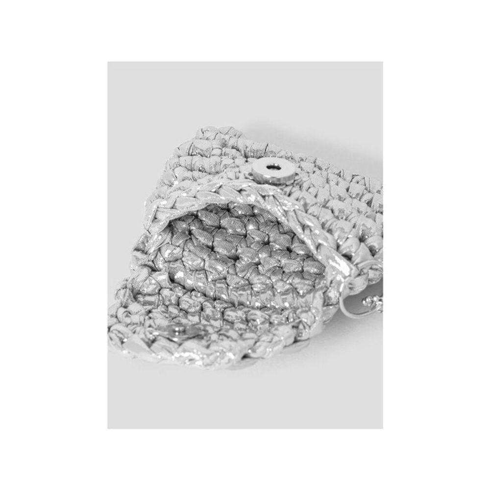 8SECONDS Silver Knitting Crossbody Keychain Gray (19578ZWY63)