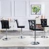 A Set of 2 Black Vintage Crocodile Leather Lift Bar Stools, with Crystal Buckle and Synthetic Leather Design, Add Elegance and Mystery to Dining Area