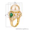 New inlaid gold white bead light gold retro fashion diamond ring 16mm
