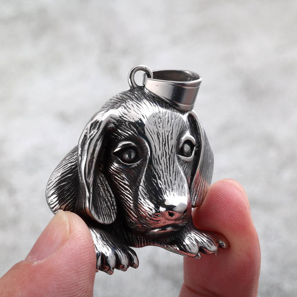 European Retro Stainless Steel Unisex Dog Charm Necklace