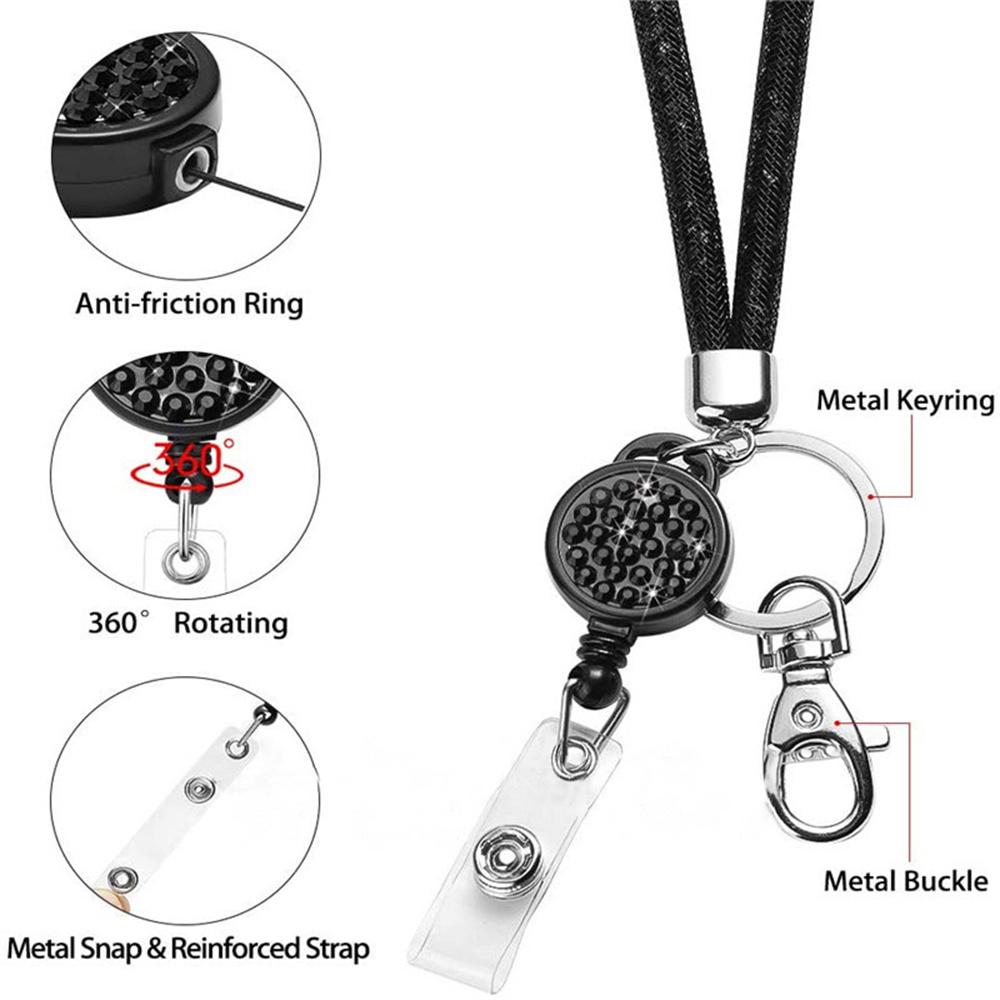 Badges Holder Retractable Lanyard Id Lanyard Name Tag Card Badge Holder Reels Chain Clips Hanging Rope Keychain Necklace Strap