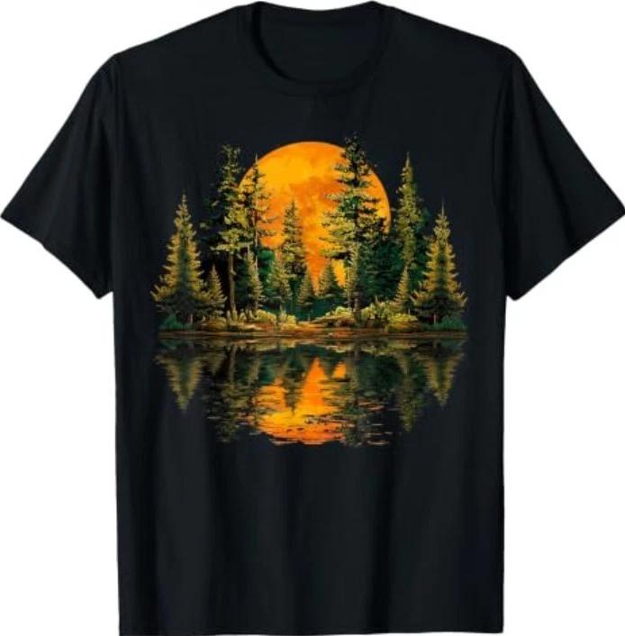 Vintage Nature Reflection Forest Trees Outdoor Wildlife T-Shirt