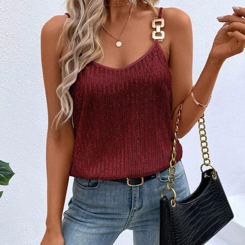 European and American Sequin Suspender Vest - Women's Sexy Base Layer for Banquet and Annual Events