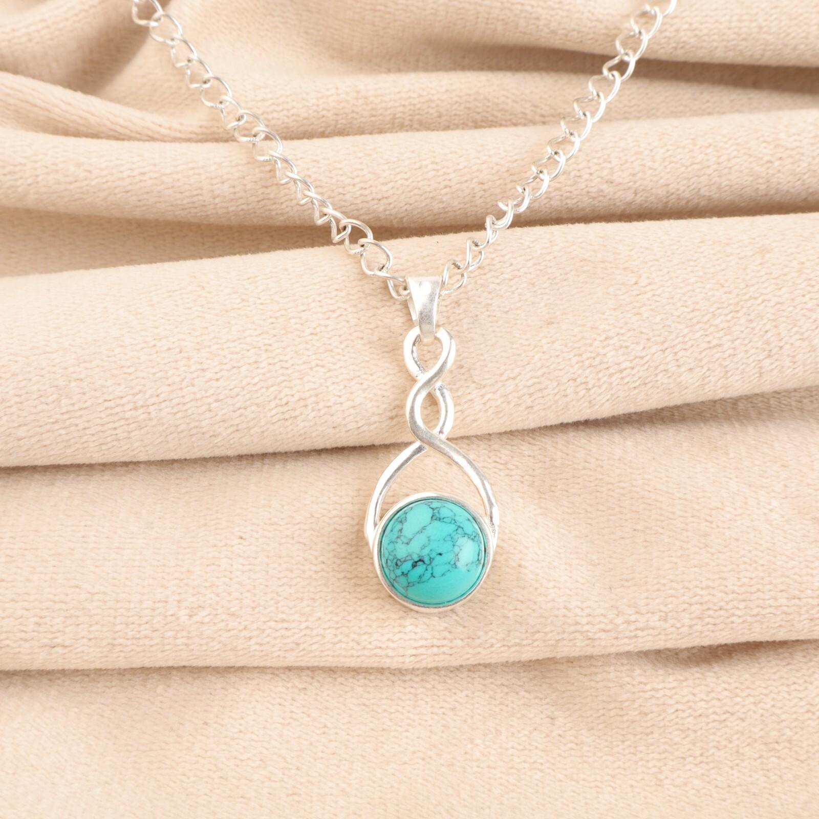 

Натуральный камень Голубая бирюза Серебро 925 пробы Ювелирное украшение Подвеска Ожерелье CP-25-30