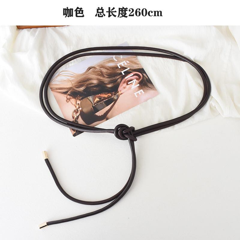 

Soft Womens Chic Pu Leather Waist Tie Belt With Decorative Knot For Coats And Fashion Sweaters коричневый