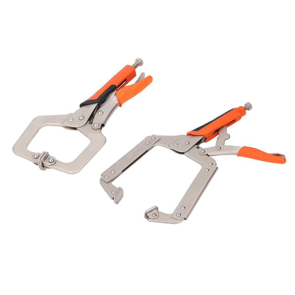 2Pcs Locking C Clamp Pliers Set Heavy Duty Woodworking Face Clamp with Rotating Pads for Welding Poc