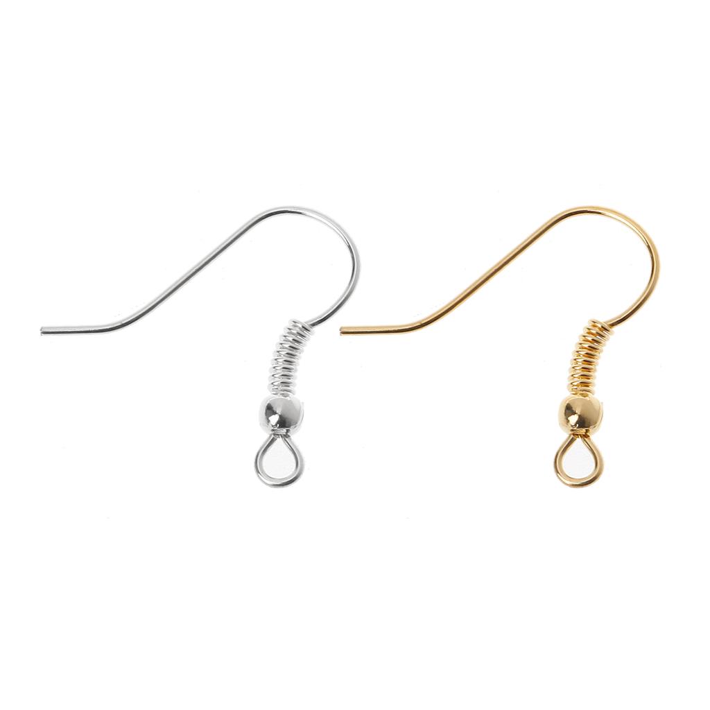100 Pcs Silver Gold Fishhook Earring Hooks Hypoallergenic Ear Wires Fish Hooks