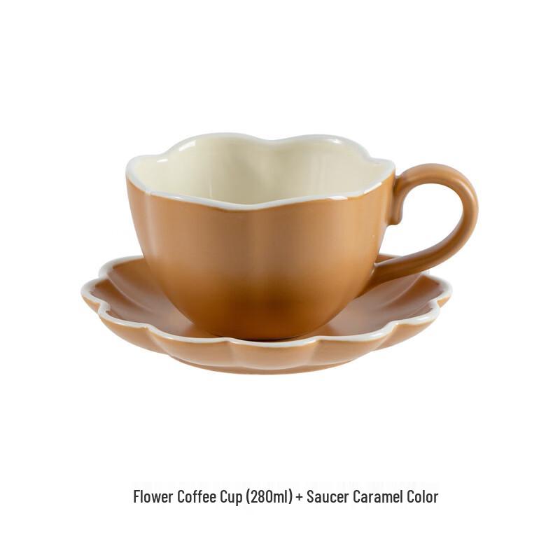 Shang Qi Flower Ceramic Coffee Cup with Saucer