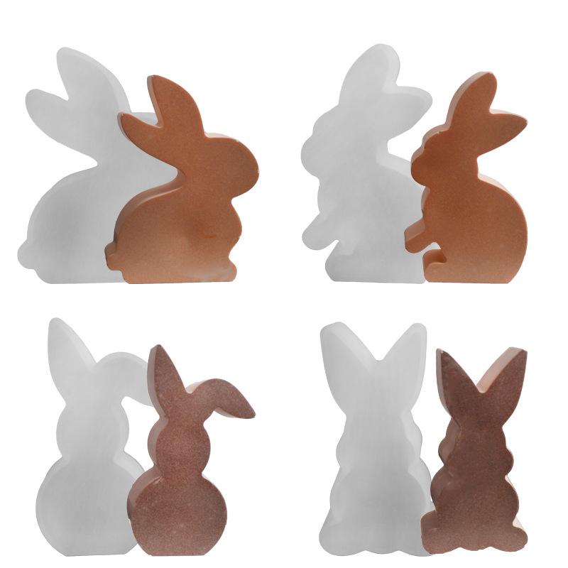 New Cute Rabbit Scented Candle Silicone Mold DIY, Gypsum Animal Ornaments for Home Decoration In Stock