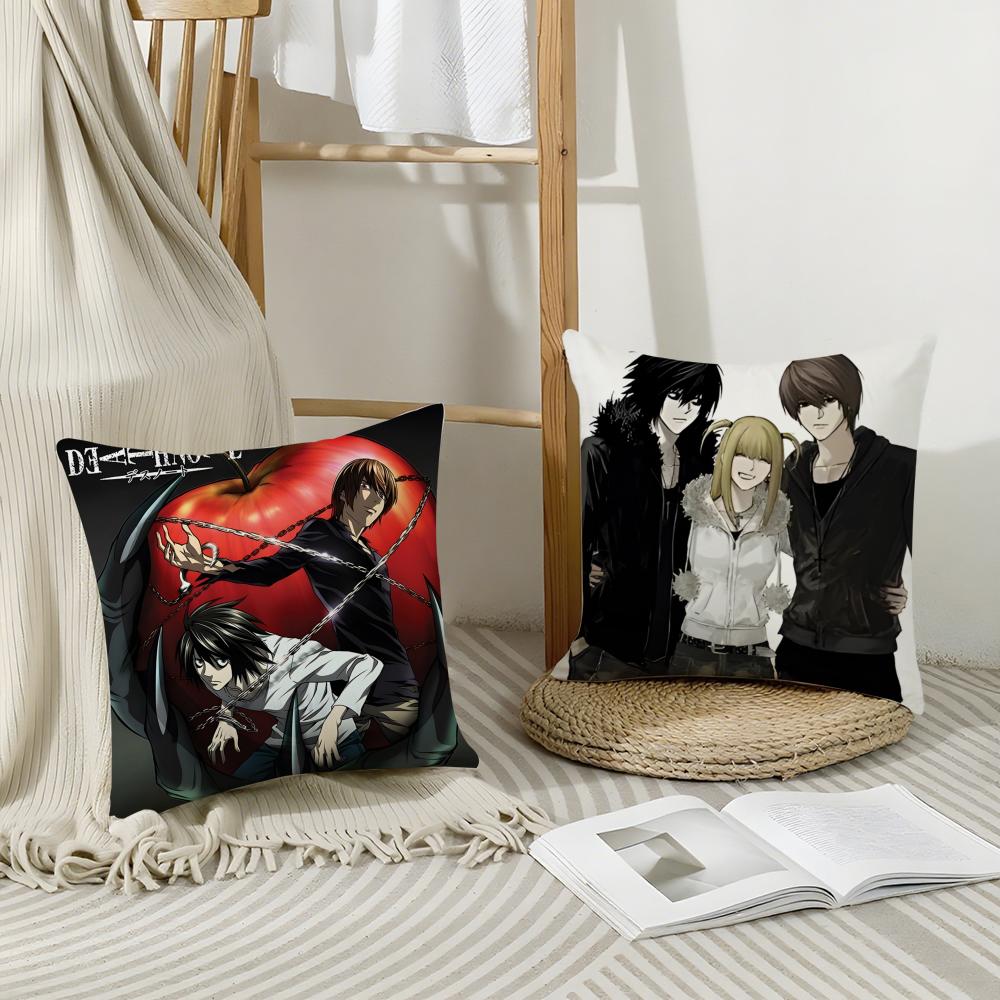 Anime D-Death Note Cushion Cover Breathable Linen Pillowcase Summer Odorless Eco-Friendly Invisible Zipper Washable