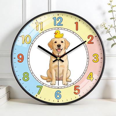 Creative Cartoon Labrador Dog Children's Bedroom Silent Decorative Clock