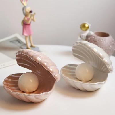 Nordic Moderne Shell LED Nachtlicht Schlafzimmer Studie Nacht Keramik Perle Lampe Wohnzimmer Dekorative Desktop Ornamente Nacht Licht