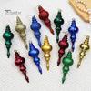 Vintage Style Gourd Ornaments 6 Pcs Finial Drop Christmas Ornament, Glitter Shatterproof Plastic Matte Texture Tree Decoration for Holiday Hanging