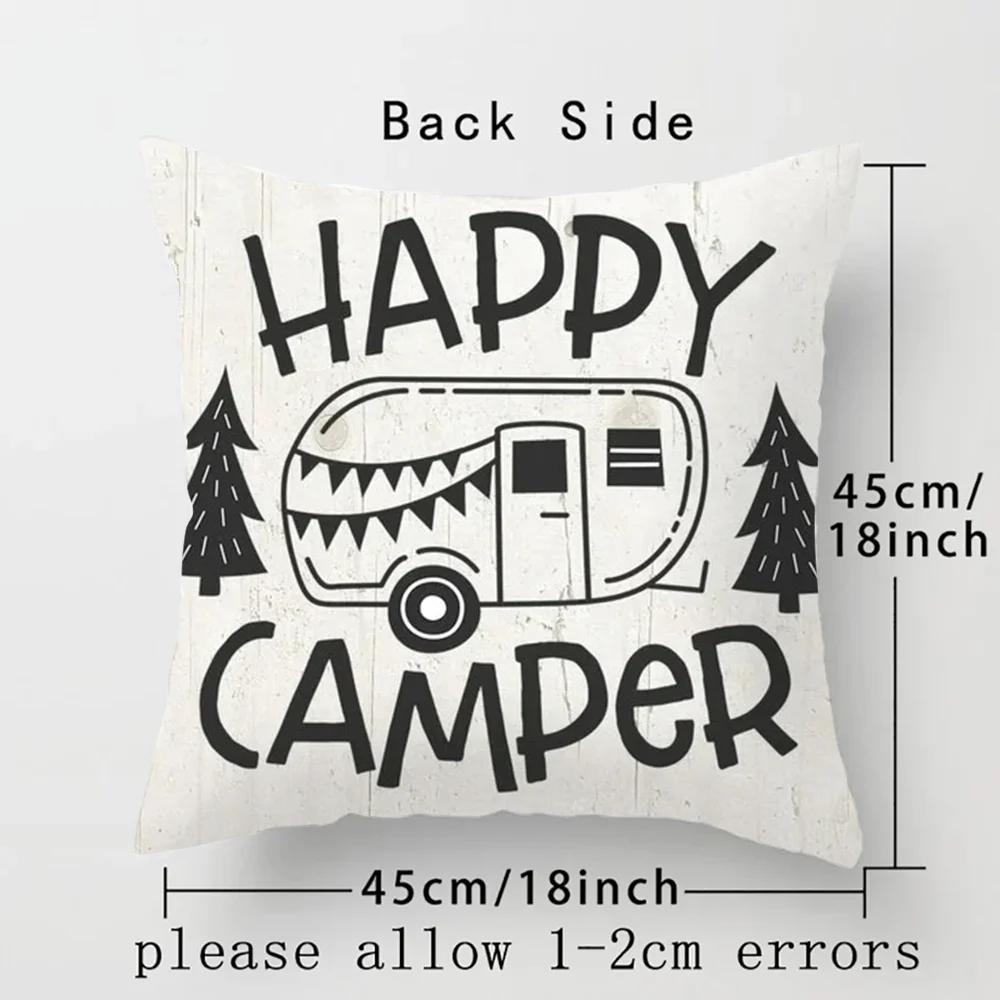 Happy Camping Pillowcase 45*45 Decorative Cushions For Sofa Pillowcases 40X40 Cushion Cover 40*40 Lounge Chairs Pillow Hugs Body