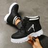 Women Sneakers 2025 New Cotton Soft Sole Boots Fashion Round Toe Lace-Up Sneakers Non-Slip Wear-Resistant Plush Shoes for Women