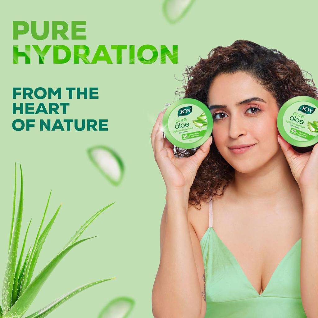 JOY Pure Aloe Light Moisturiser Skin Cream 500ml Pack of 1 for Face Hands Body Hydration & UV Protection