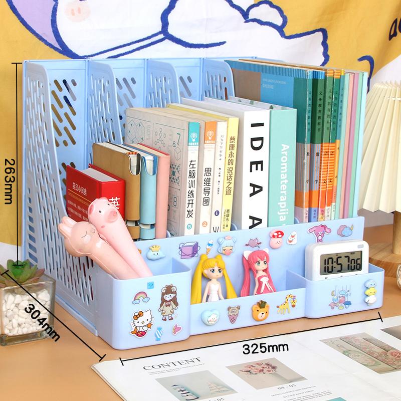 Desk File Organiser 4 Sections Sturdy Desktop Plastic Magazine File Holder Frames File Dividers Cabinet File Rack Display