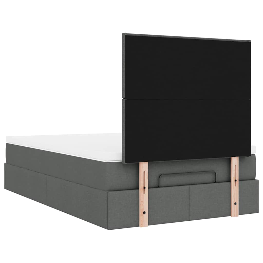 Enjoy Restful Nights with This Ottoman Bed with Mattress and LEDs In Dark Gray 120 X 200 Cm Fabric