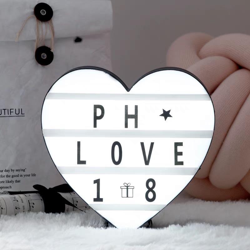 22*22CM USB LED Liebe Herz Nachtlicht Box DIY Buchstaben Symbol Karten Dekoration Lampe Nachricht Bord Leuchtkasten batteriebetriebene Geschenk