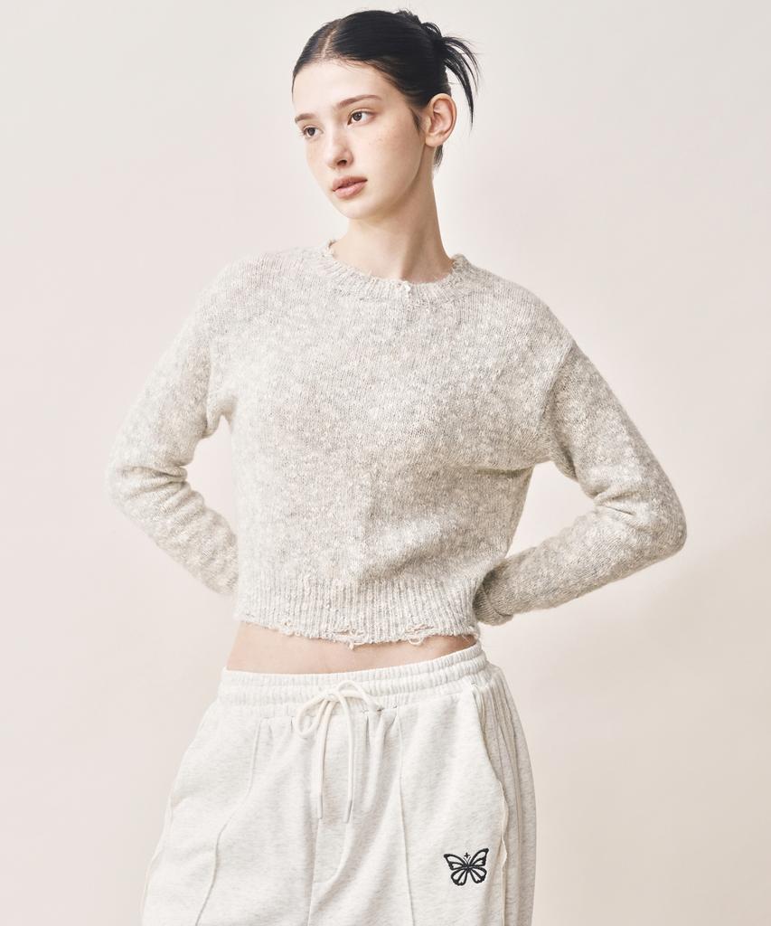 Nigaennikol Nicole Bokashi Damage Knit_Gray