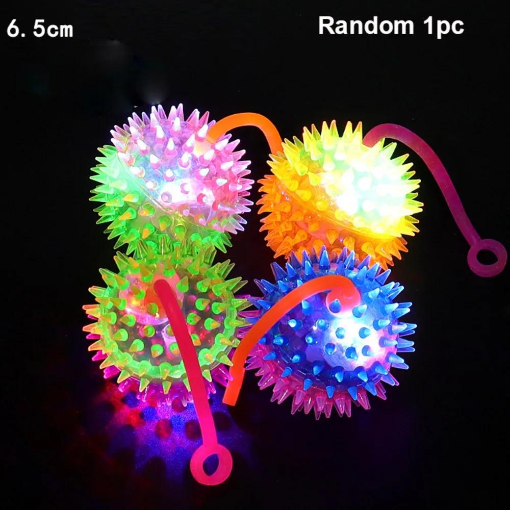 New Luminous Kids Glowing Ball Elastic Led Light Up Fun Squeeze Toys With Rope Squeaky Kid Prank Toy