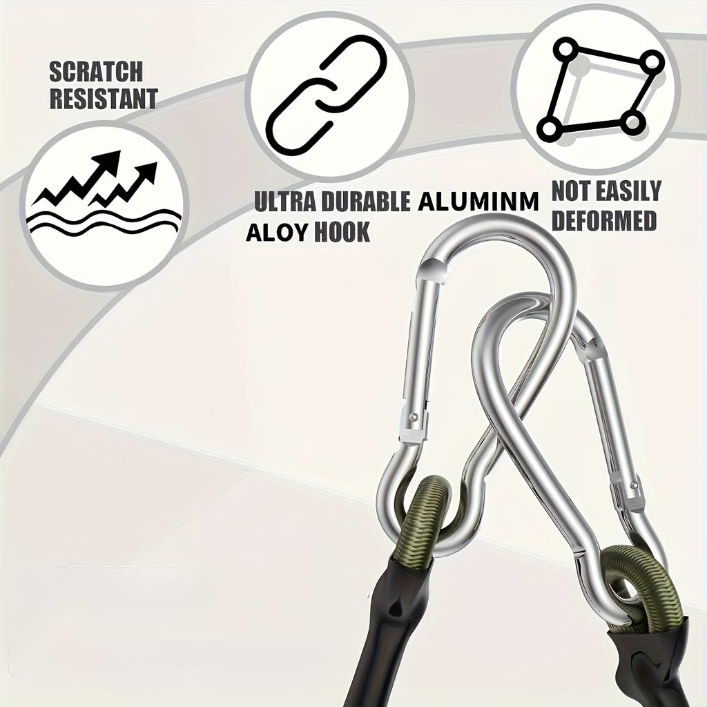 4pcs Outdoor Mountaineering Buckle 8mm Elastic Rope Tent Strap Camping Clothesline Luggage Binding Strap
