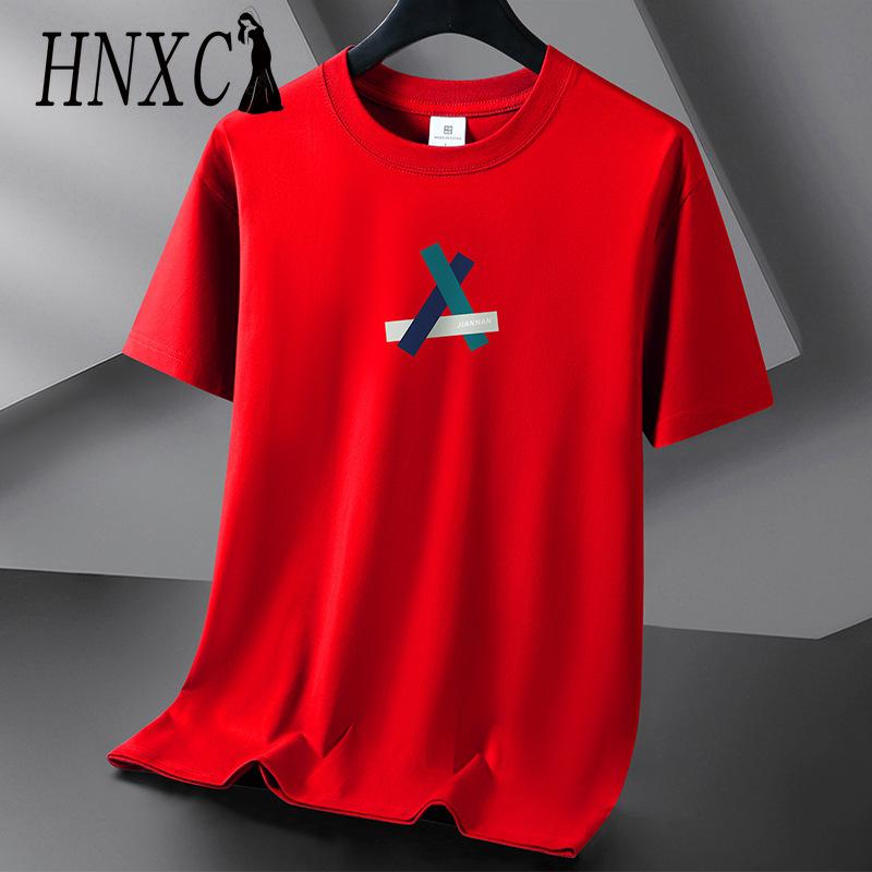 HNXC Puuvillane lühikeste varrukatega T-särk Meeste moodne vaba poolvarrukatega särk trükitud kaastundesärk