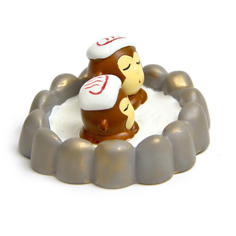 Japanese Style Resin Figure With Adorable Monkey Bath Scene For Collectors